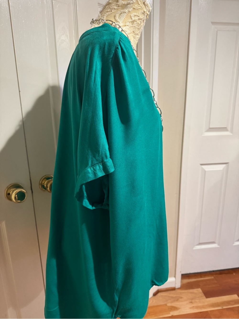 Nine West Teal V-Neck Tunic Top - Picture 3 of 4